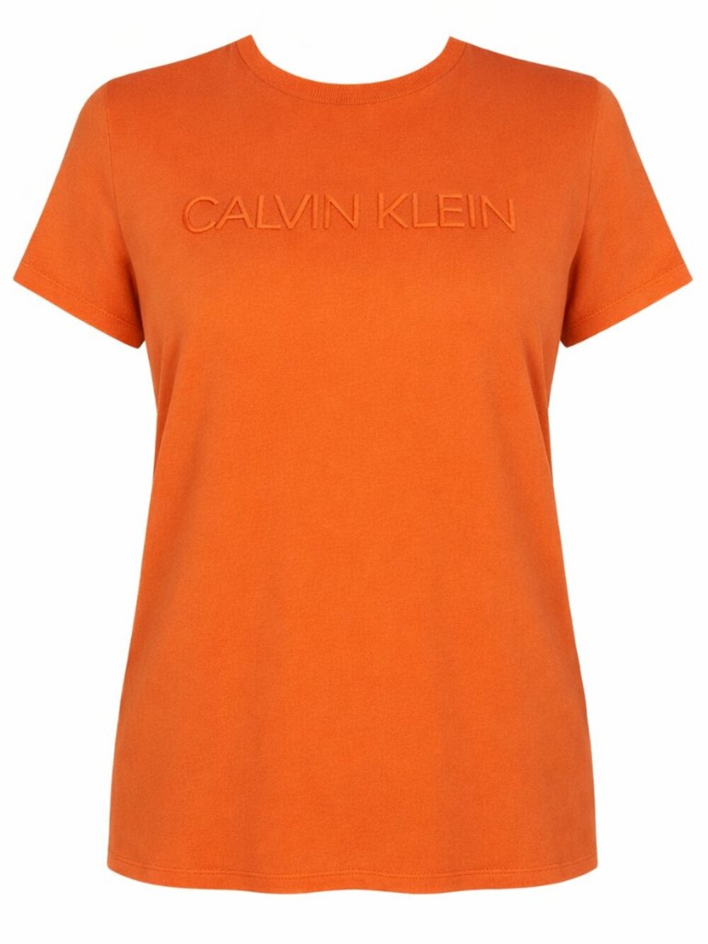 CALVIN KLEIN ORANGE SHORT SLEEVE T SHIRT WITH LETTERS ON FRONT SIZE XL